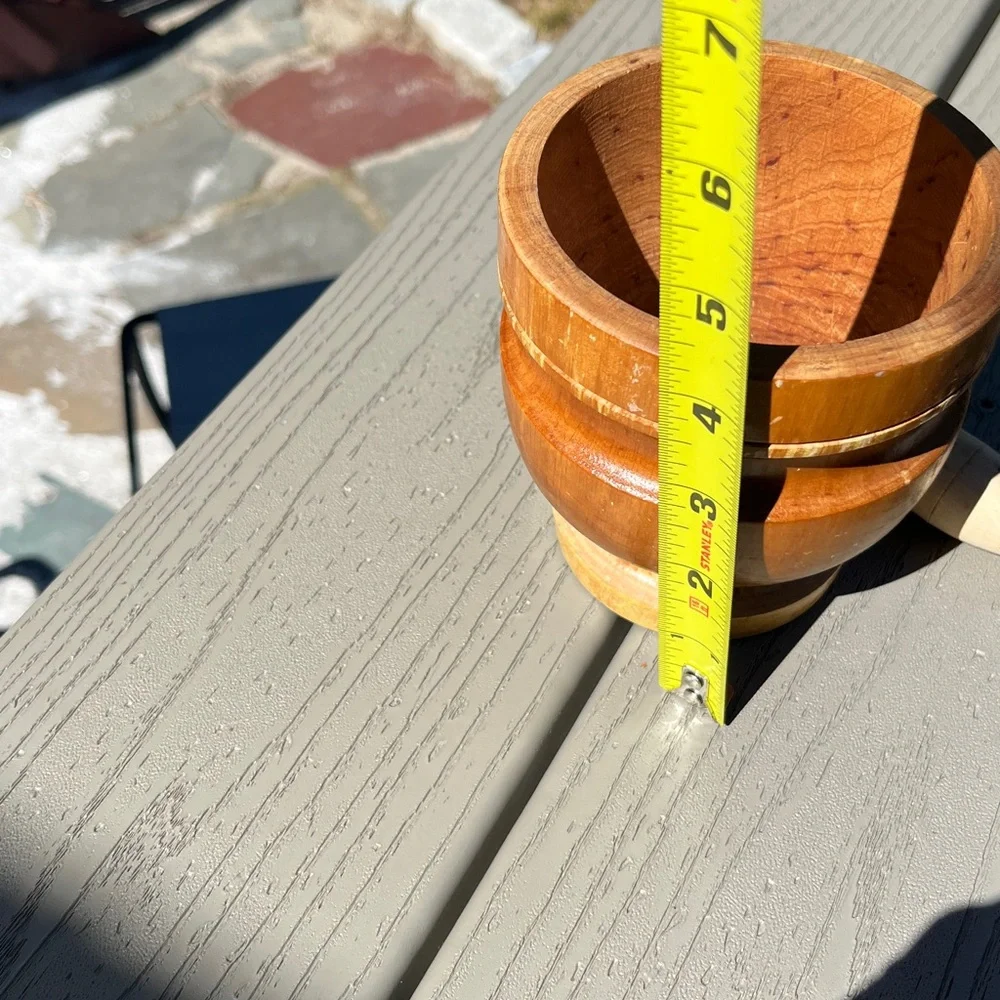 Vintage Wooden Mortar and Pestle Set